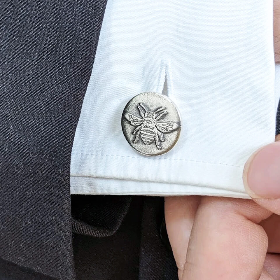 Personalised Bee Cufflinks | Wedding Gift for Groom