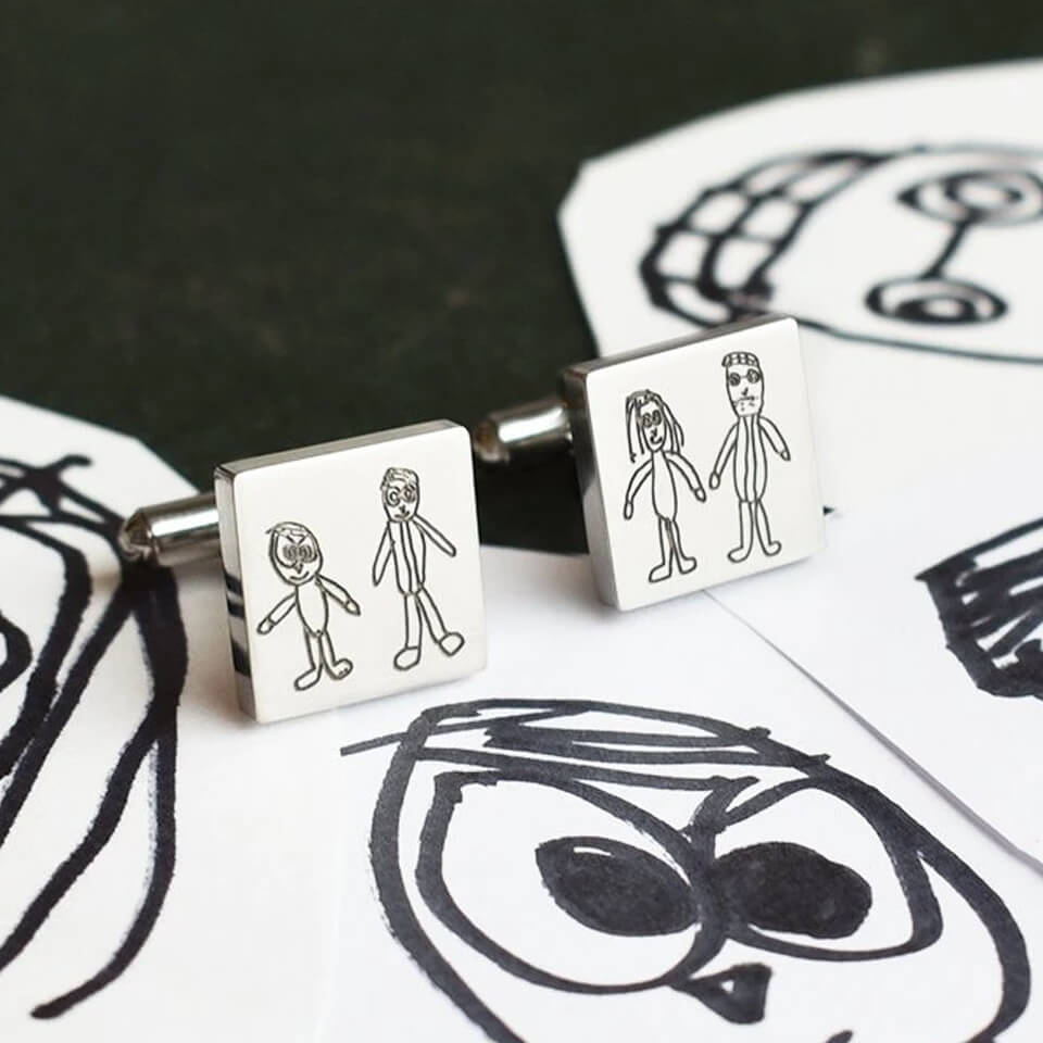 Personalised Child's Drawing Cufflinks | Father's Day Gift for Dad or Grandad