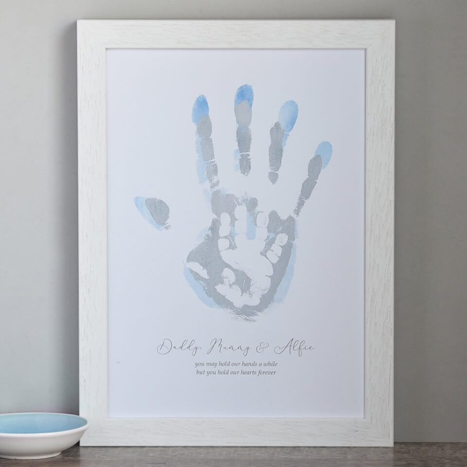 Personalised Family Handprint Art | Grey & Blue