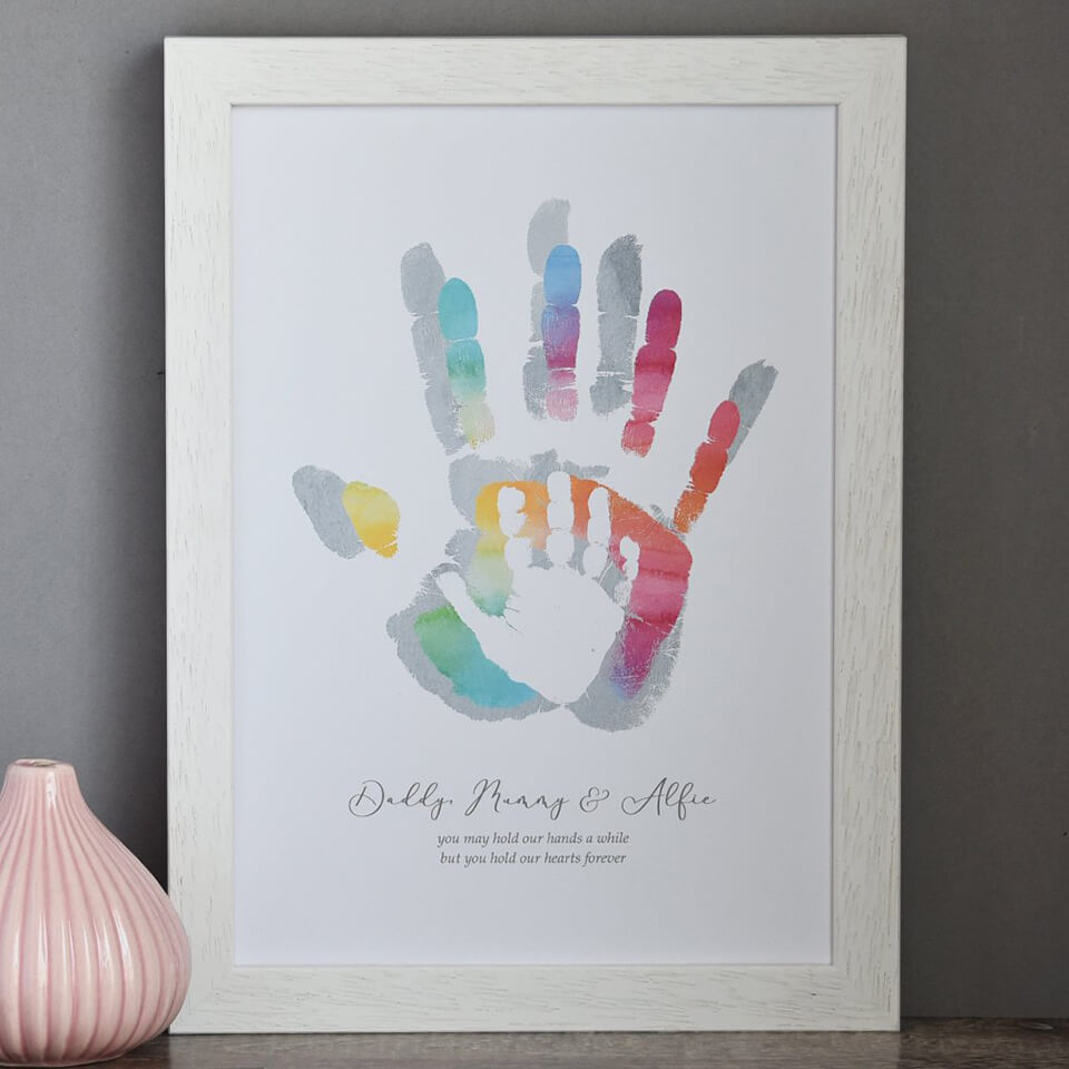 Personalised Family Handprint Art | Rainbow & Grey