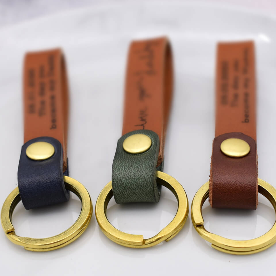PERSONALISED HANDWRITTEN MESSAGE LEATHER KEYRING