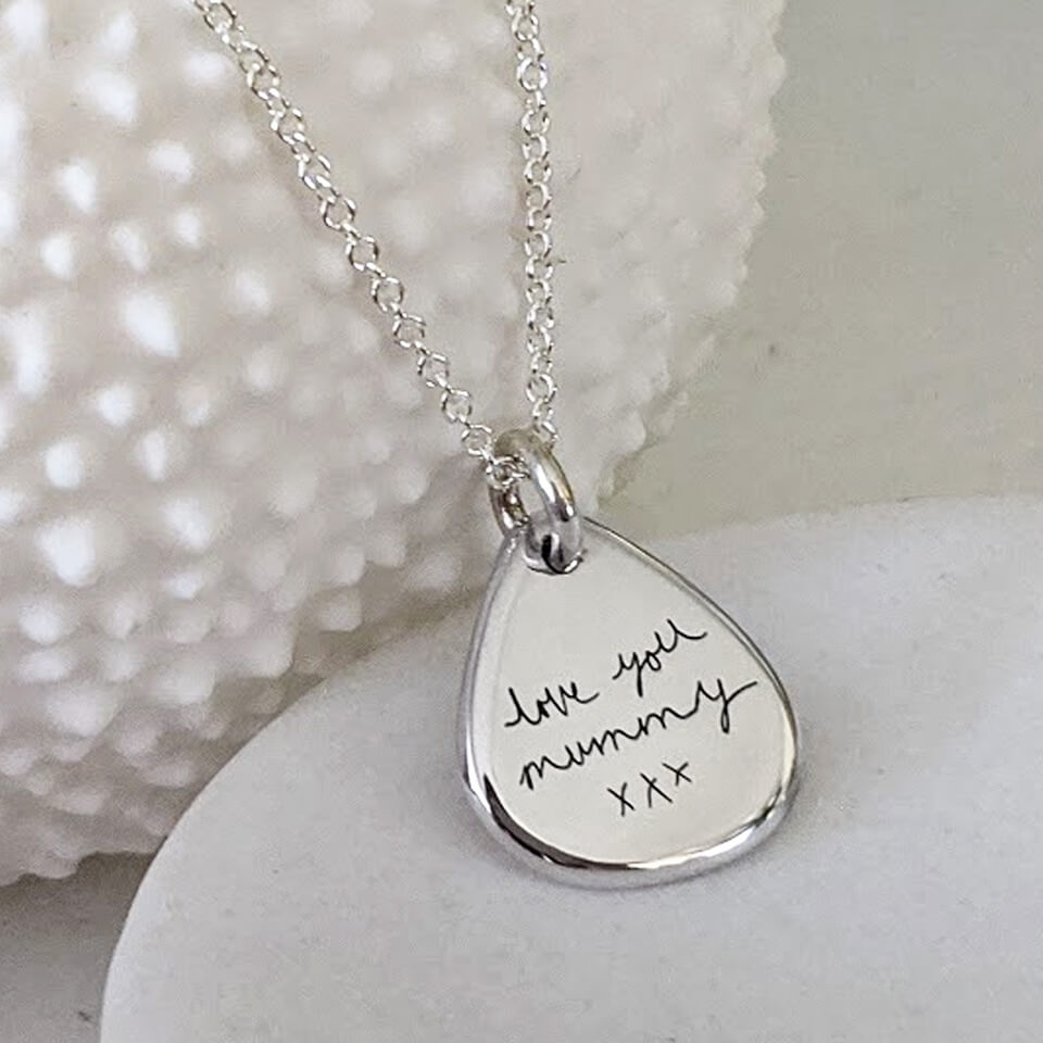 PERSONALISED HANDWRITTEN MESSAGE DROPLET NECKLACE