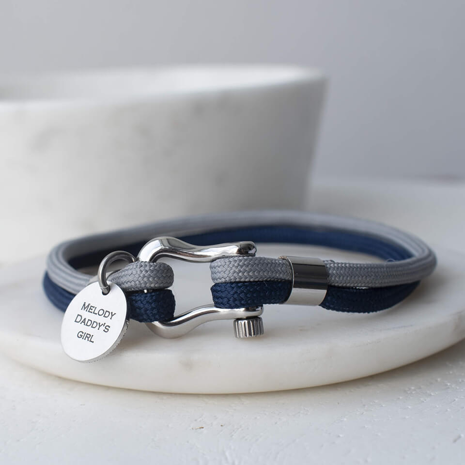 CORD & SHACKLE BRACELET WITH FINGERPRINT CHARM