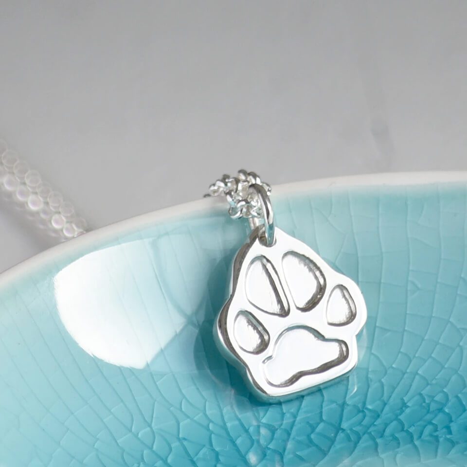 Personalised Pets Pawprint Scuplted Charm in silver or gold