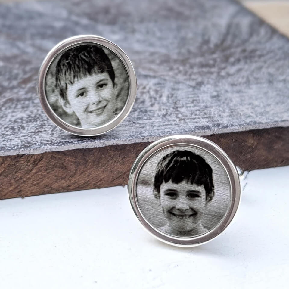 Personalised SIlver Photo Cufflinks | Keepsake Gift for Dad