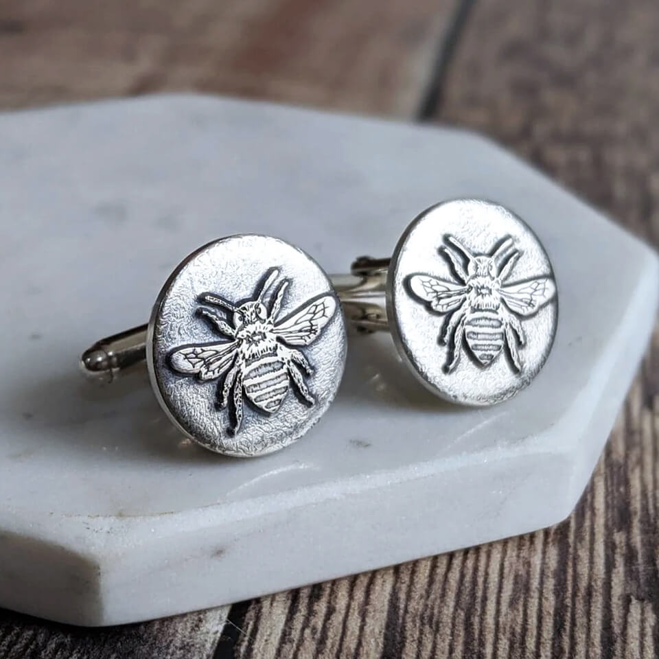 Personalised Bee Cufflinks | Father's Day Gift for Dad or Grandad