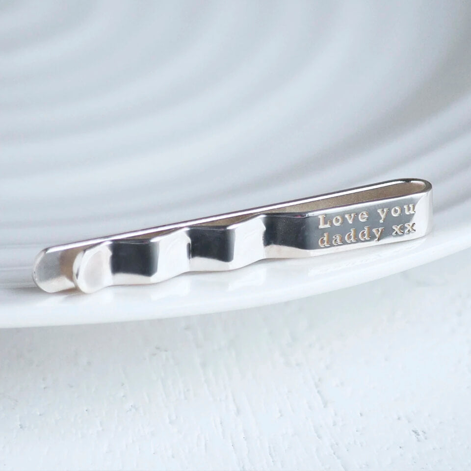 Personalized Silver Men's Fingerprint Tie Clip, Custom Memorial Tie Clip Keepsake Gift, Perfect Sympathy, Father's selling Day or Daddy Gift