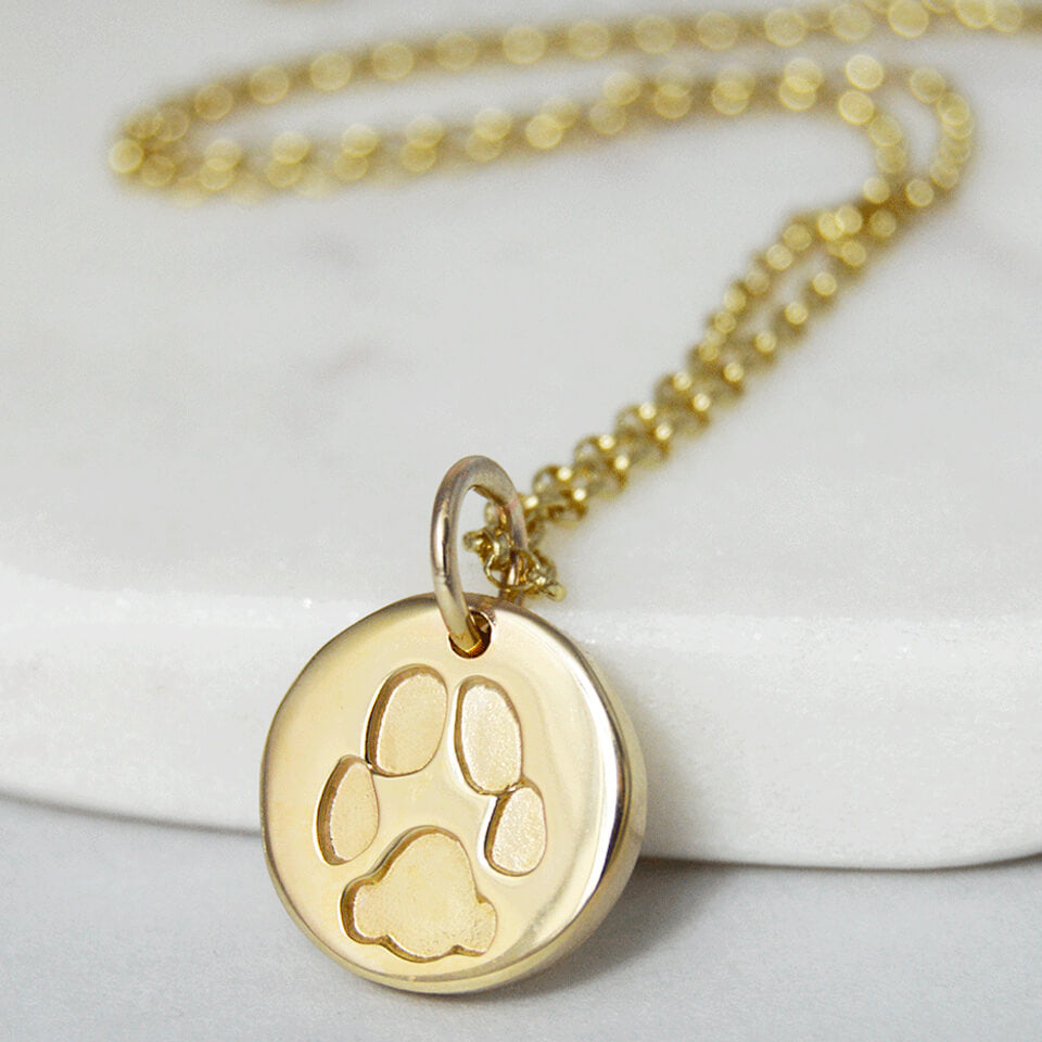Silver or Gold Pawprint Charm Necklace - Personalised with your Pet's Paw Print
