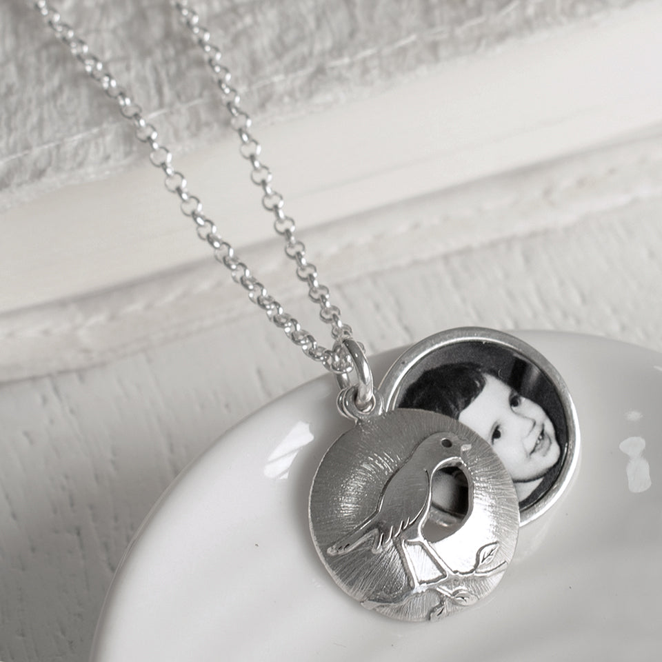 Personalised Robin Photo Locket Necklace