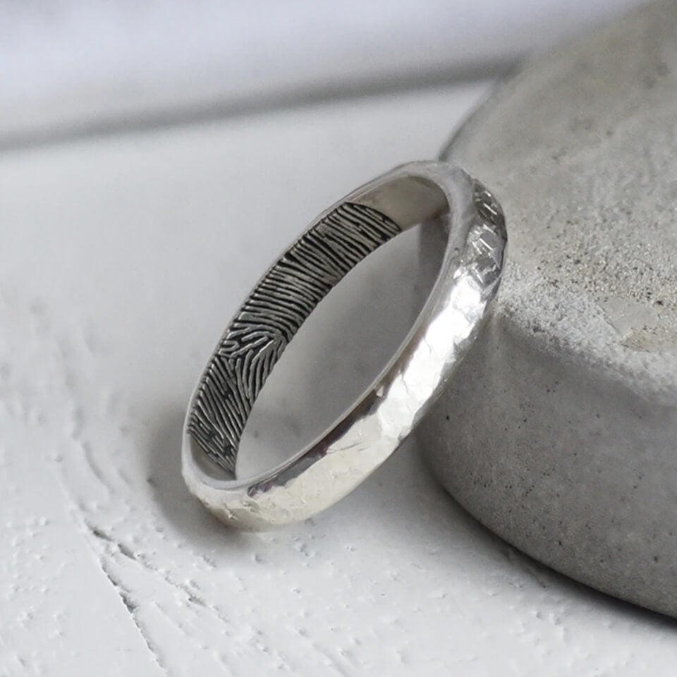 hammered fingerprint ring | keepsake jewellery for mum
